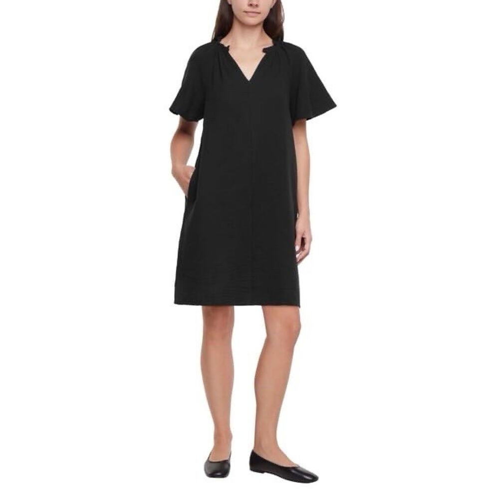 Gap Gauze Pop-Over Black Cotton Dress with Pockets Swim Coverup Women’s M NWT